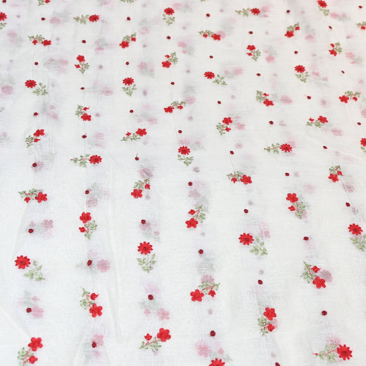 Dyeable Mul Chanderi Thread Embroidery Fabric – Soft Summer Designer Fabric-MF8209-4