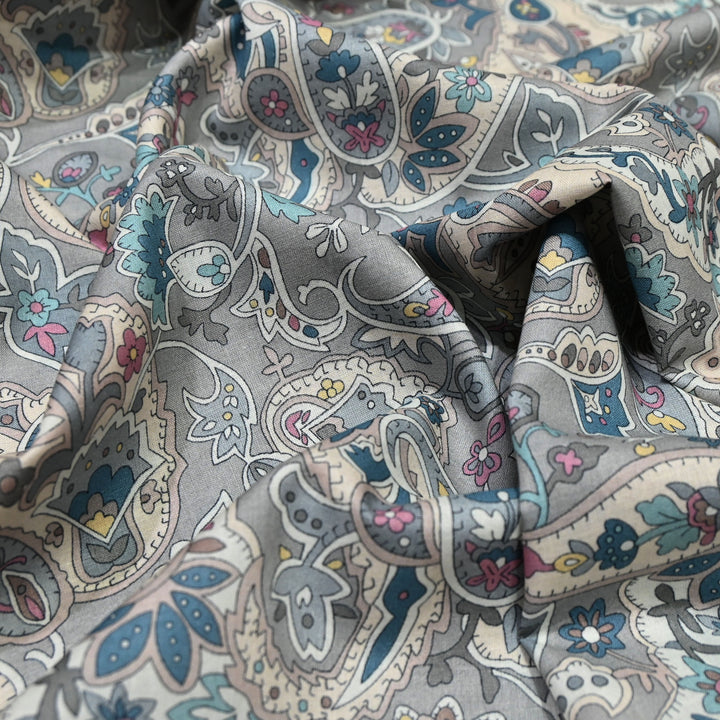 Grey Italian Lawn Print Fabric