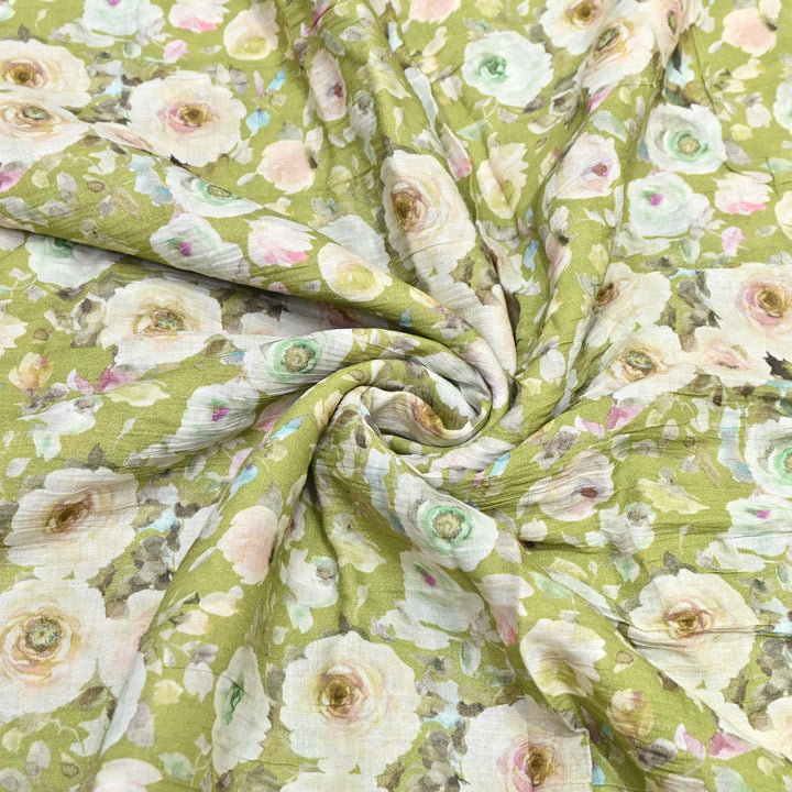 Elegant Crush Chanderi Digital Print Fabrics-UF0208-2