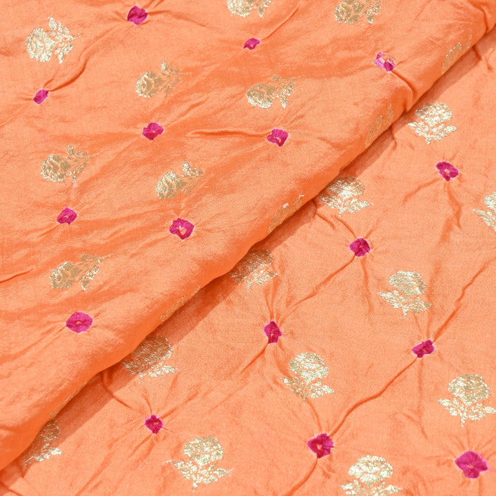 Pure Chiniya Silk Zari And Hand Bandhani Fabrics