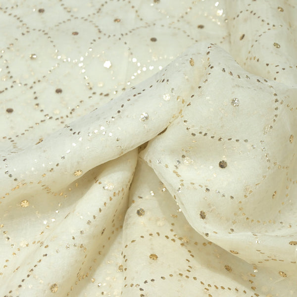 28gm Organza Mukaish Hand Work Fabrics