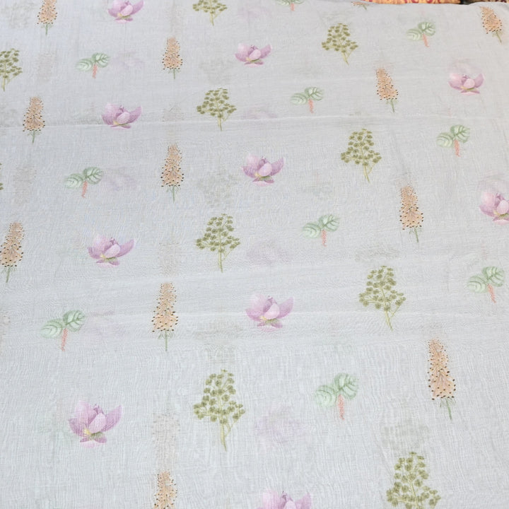 Mul Chanderi Digital Print Fabric - Soft Lightweight Designer Fabric GT0185-1h