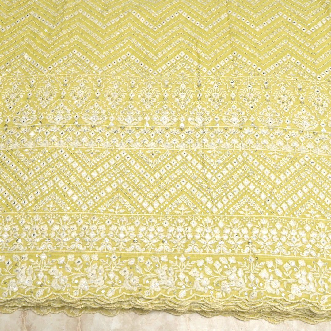 Viscose Georgette Mirror and Sequins Embroidery Fabrics
