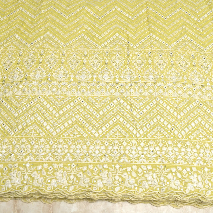 Viscose Georgette Mirror and Sequins Embroidery Fabrics