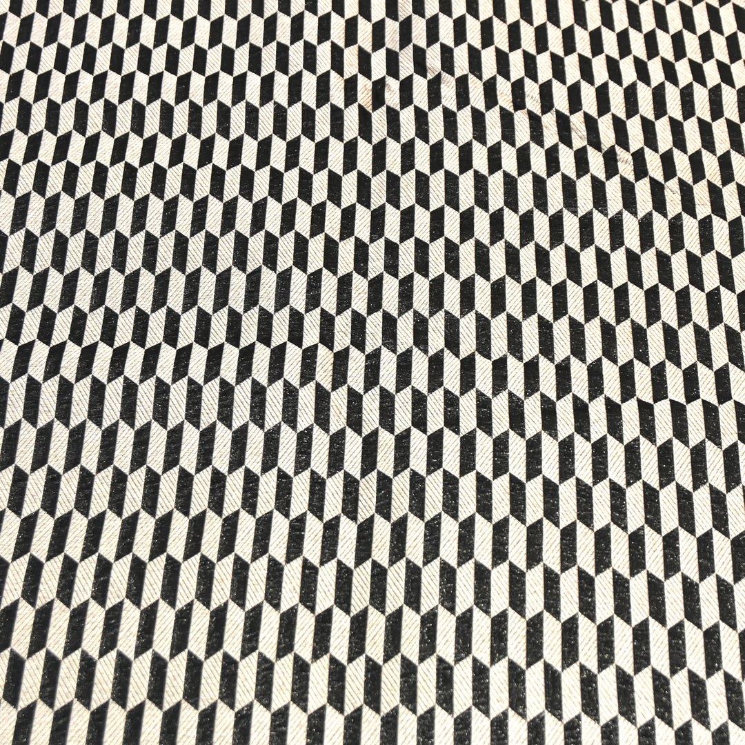Black Color Pure Silk Alfi Zari Brocade Fabric 44" – Luxury Traditional Designer Fabric ZTF001-5