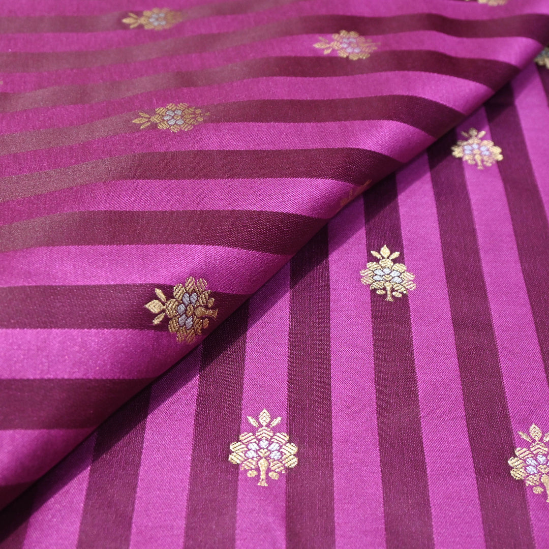 Plum Mina Zari Brocade Fabric