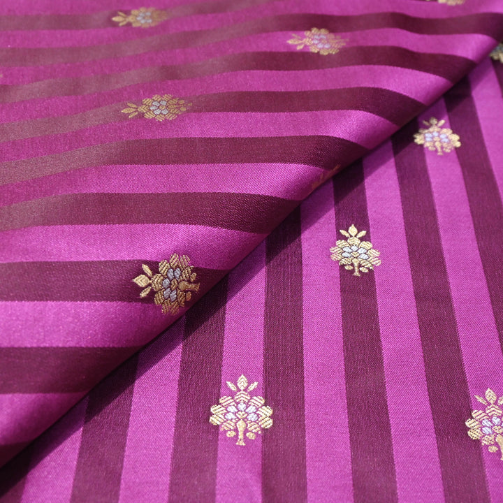 Plum Mina Zari Brocade Fabric