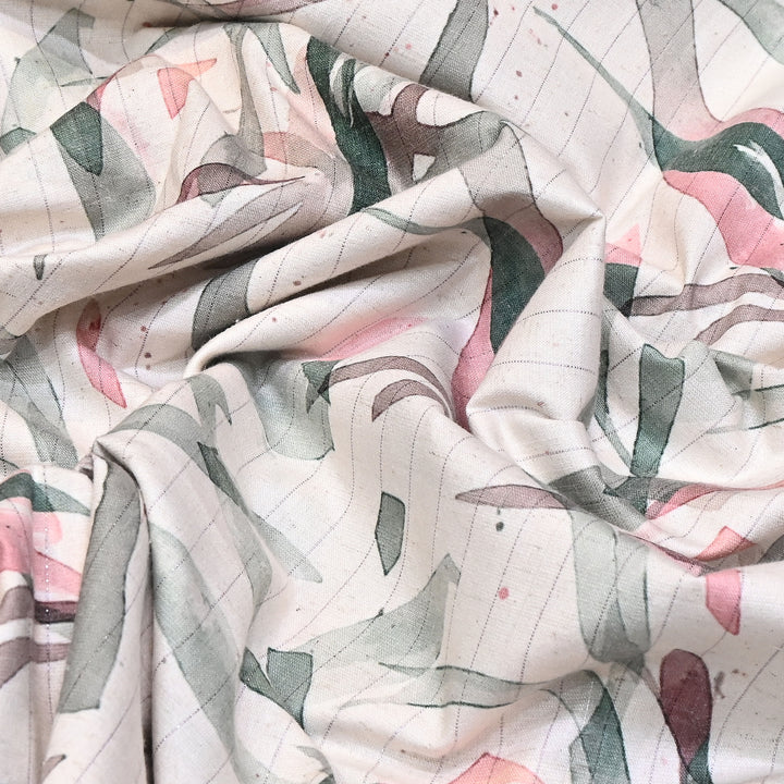 Cotton Linen Lurex Digital Print Fabric – Premium Designer Summer Fabric- BYP125-2