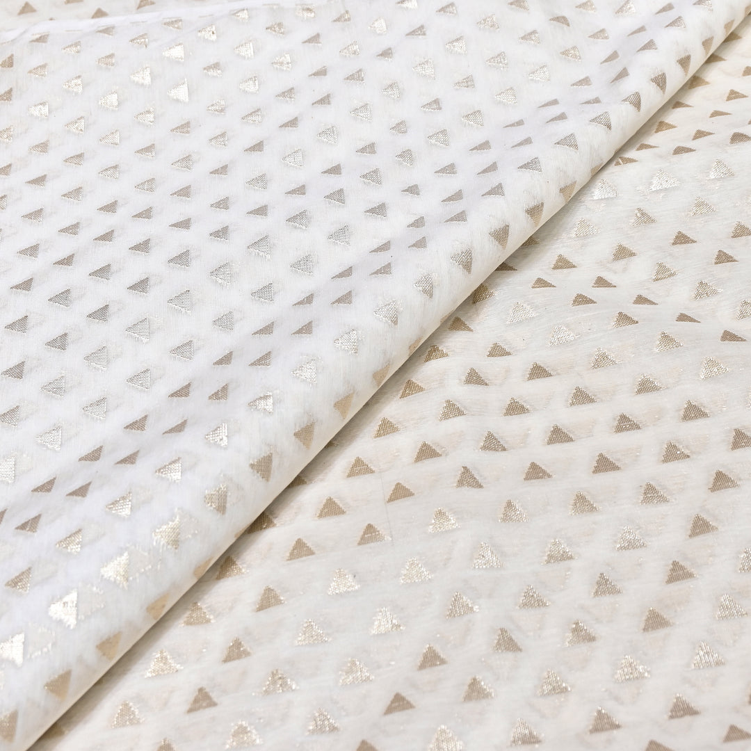 Banarasi Chanderi Gold Mat Zari Fabric – Premium Designer Ethnic Wear Fabric 000313-16