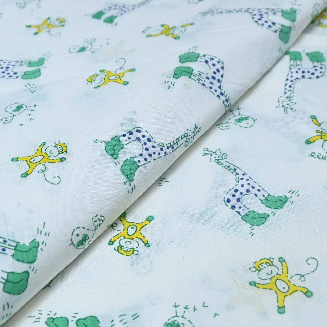 White Cotton Printed Fabric
