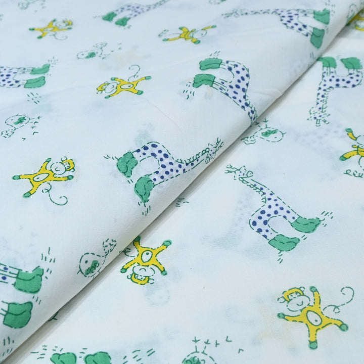 White Cotton Printed Fabric
