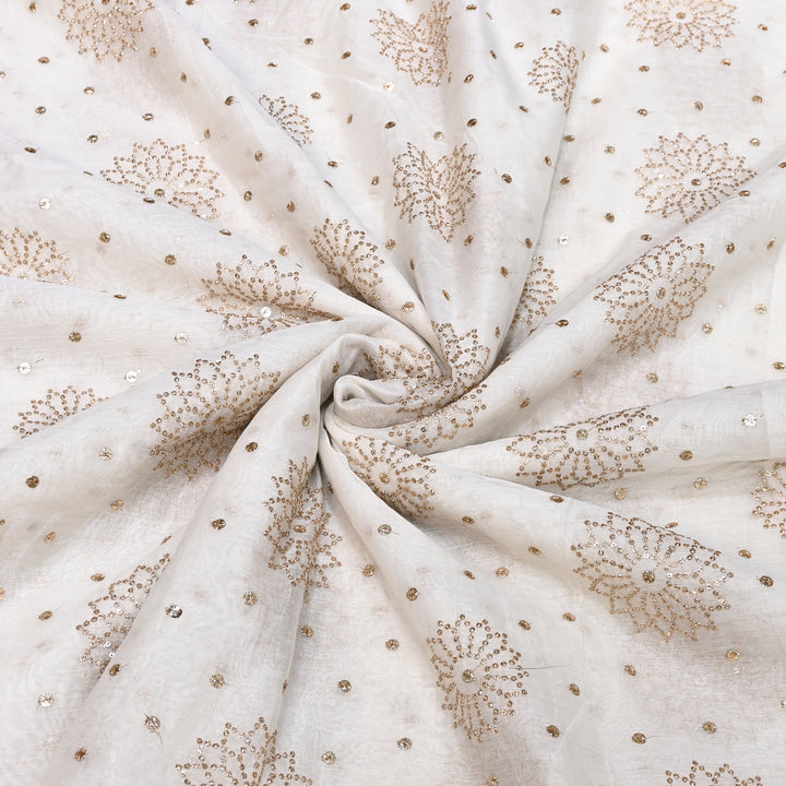 Premium Dyeable Mul Chanderi Sequins Embroidery Fabric - V1207C