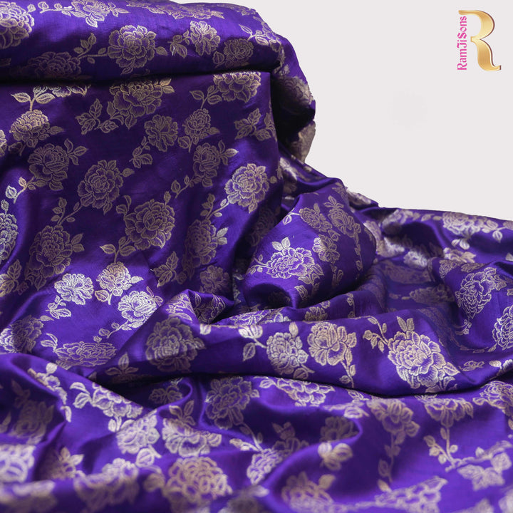 Purple Pure Mango Silk Zari Brocade fabric. | 165-192PR