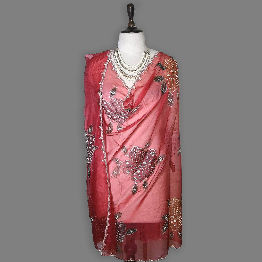 Organza Moti & Sequence Embroidery Dupatta – Elegant Ethnic Dupatta for Women- DI0780-7