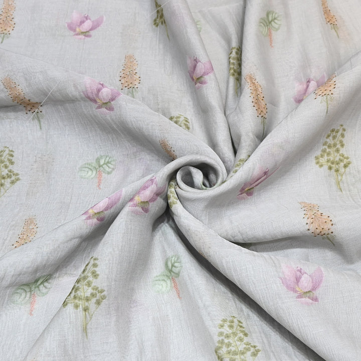 Mul Chanderi Digital Print Fabric - Soft Lightweight Designer Fabric GT0185-1h