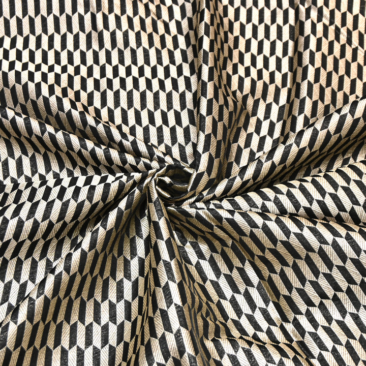 Black Color Pure Silk Alfi Zari Brocade Fabric 44" – Luxury Traditional Designer Fabric ZTF001-5