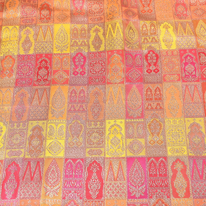 Multi Rangoli Brocade Fabric – Premium Zari Woven Designer Brocade Fabric 001006-A9