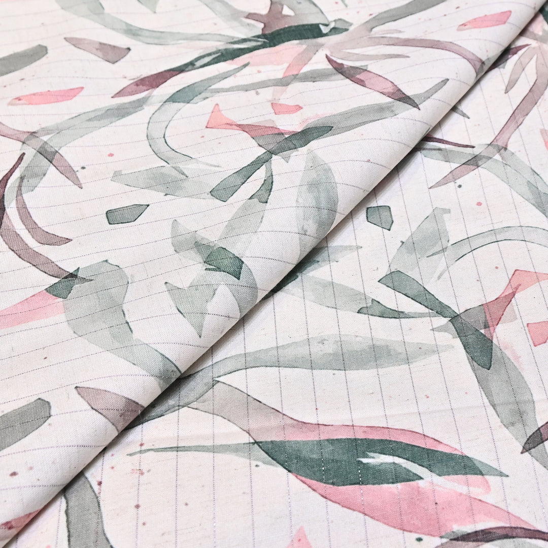 Cotton Linen Lurex Digital Print Fabric – Premium Designer Summer Fabric- BYP125-2