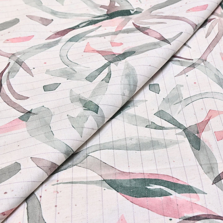 Cotton Linen Lurex Digital Print Fabric – Premium Designer Summer Fabric- BYP125-2