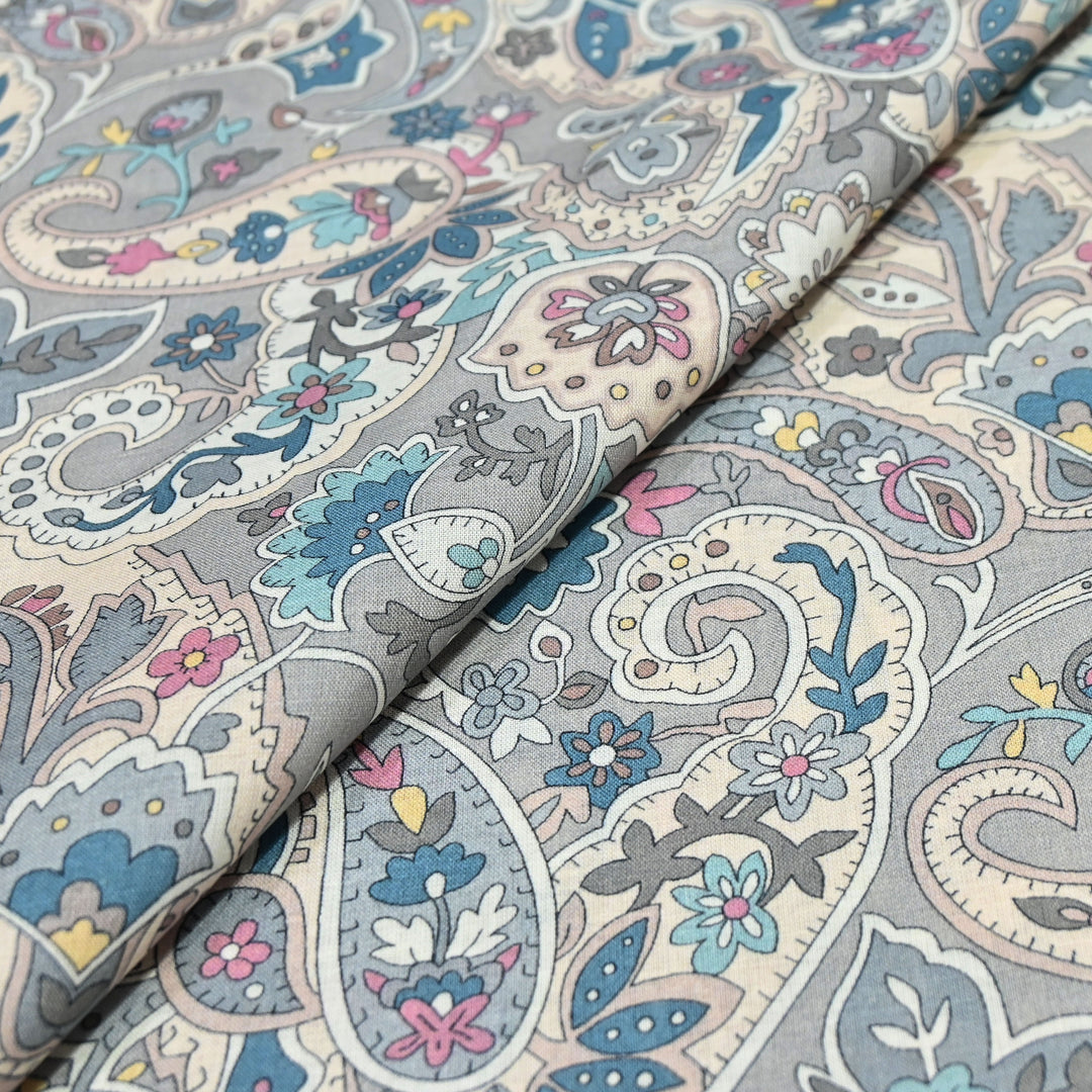 Grey Italian Lawn Print Fabric