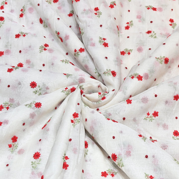 Dyeable Mul Chanderi Thread Embroidery Fabric – Soft Summer Designer Fabric-MF8209-4