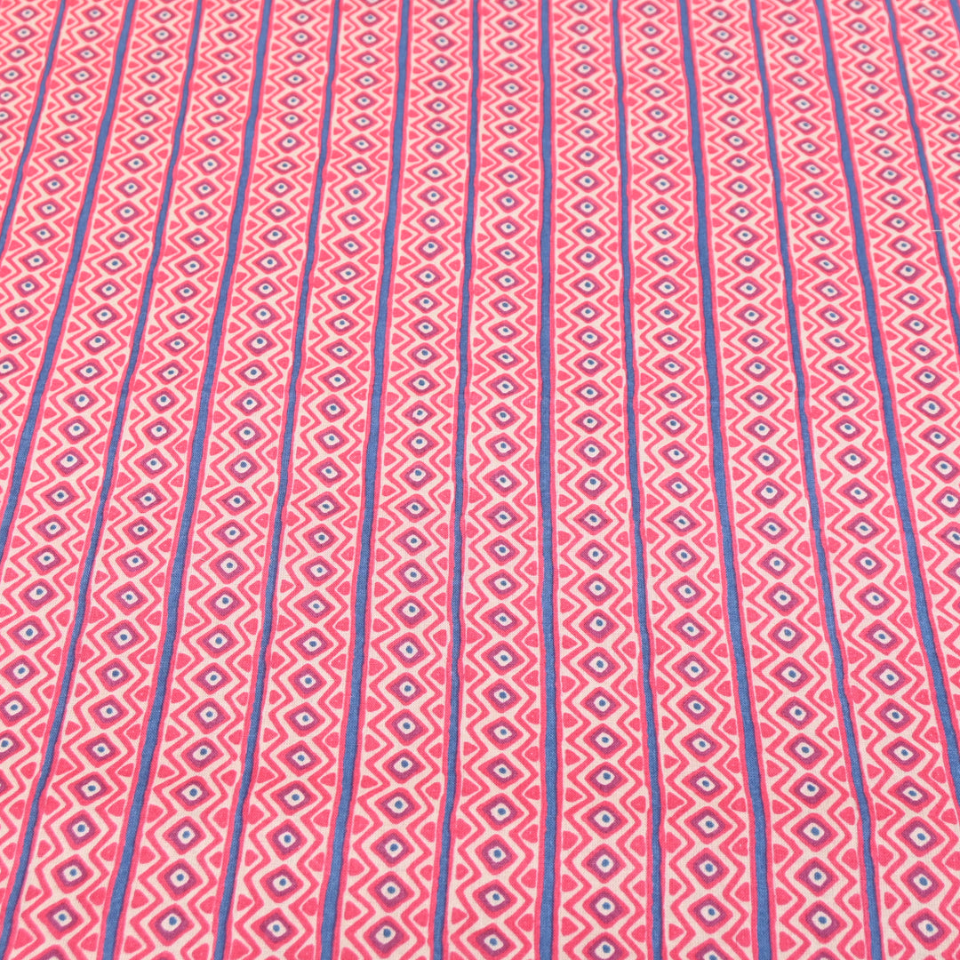 Magenta Cotton Linen Print