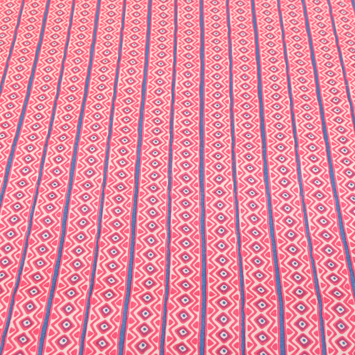 Magenta Cotton Linen Print