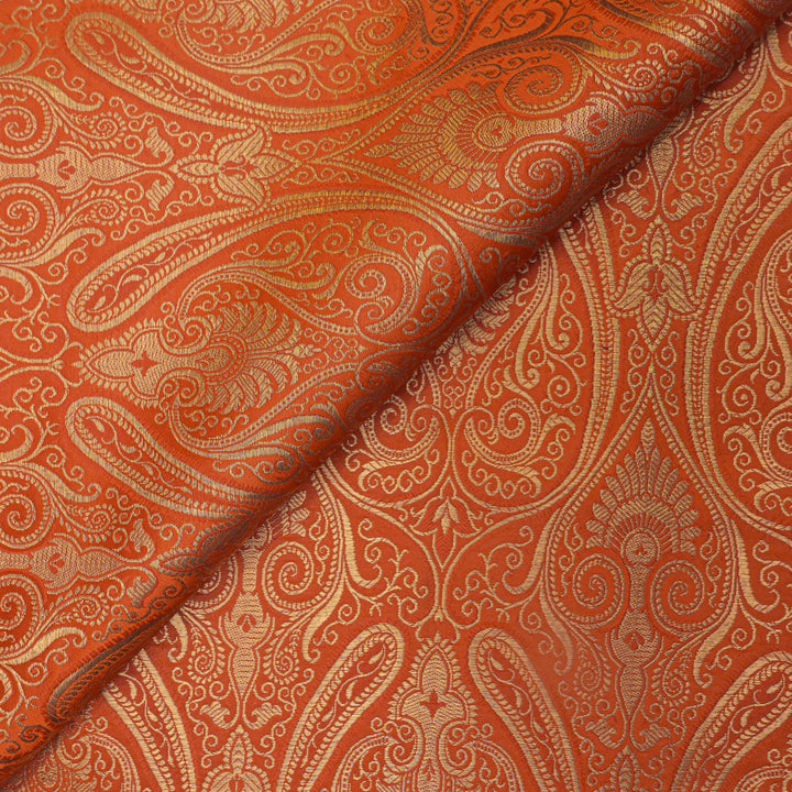 Burnt Orange Brocade with Metallic Gold.| 100-23-112