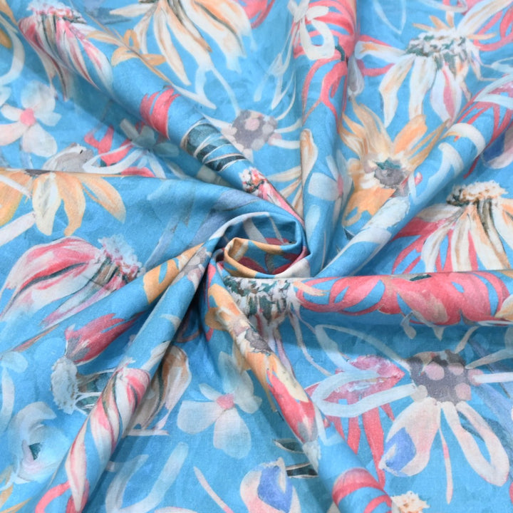 Multicolor Cotton Digital Print Fabric -Soft Breathable Printed Cotton Fabric-DA1124-1