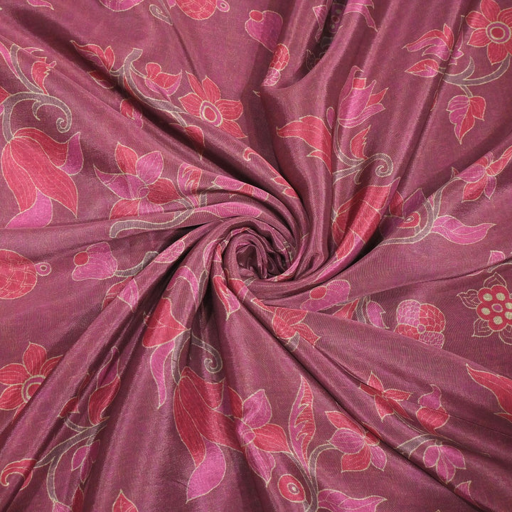 Tulip Pink Colour Viscose Crape Digital Print Fabrics