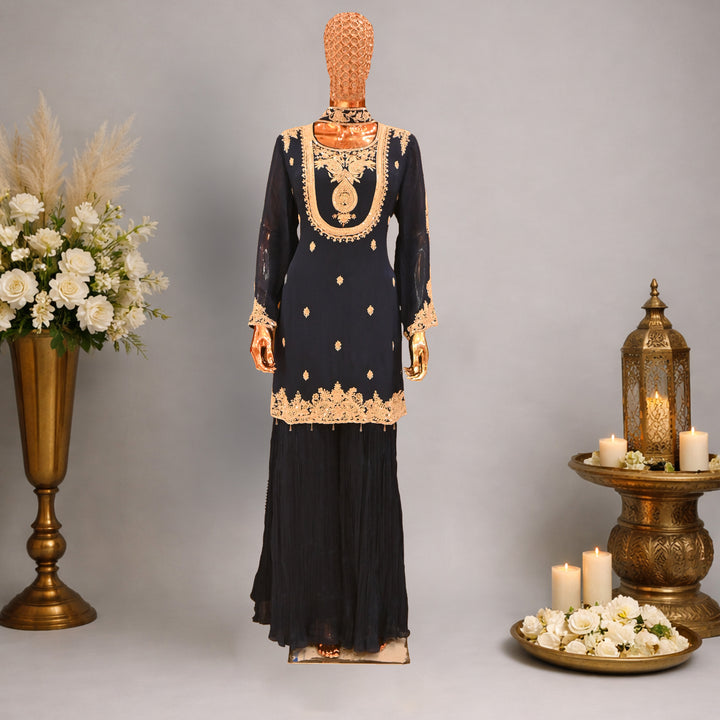 Midnight Blue Sharara Set