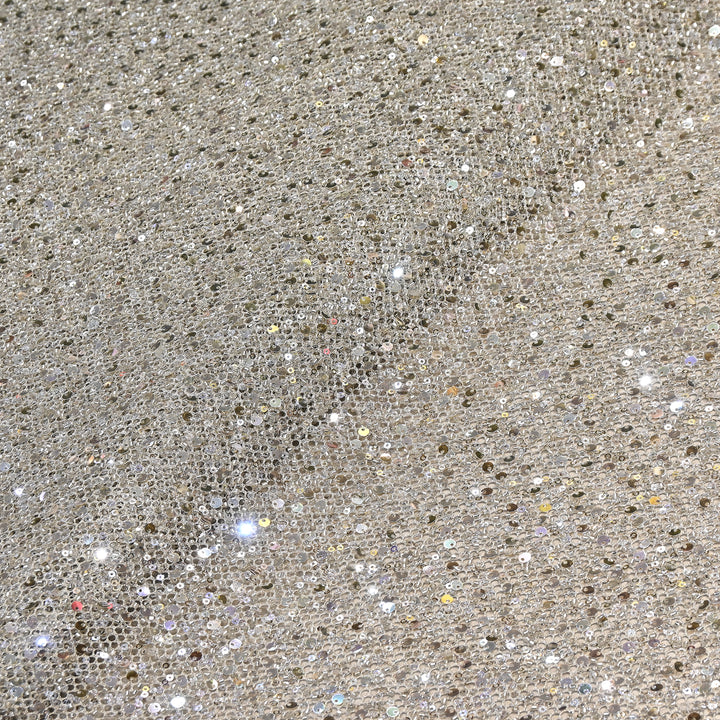 Champagne Gold Color Imported Heavy Sequin Embroidery Net Fabric- ED1605-2