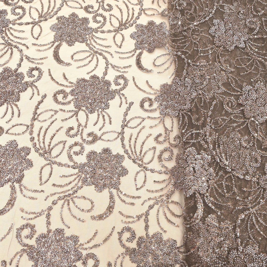 Imported Net Cutdana With Sequins Handwork Embroidery Fabrics
