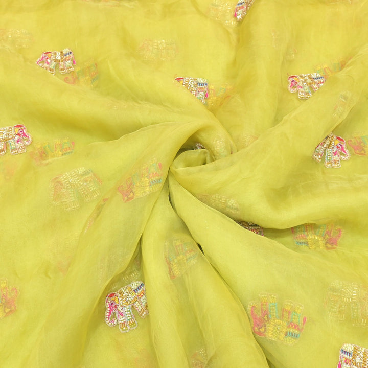 Dyed Silk Organza Moti With Zari Embroidery Fabrics