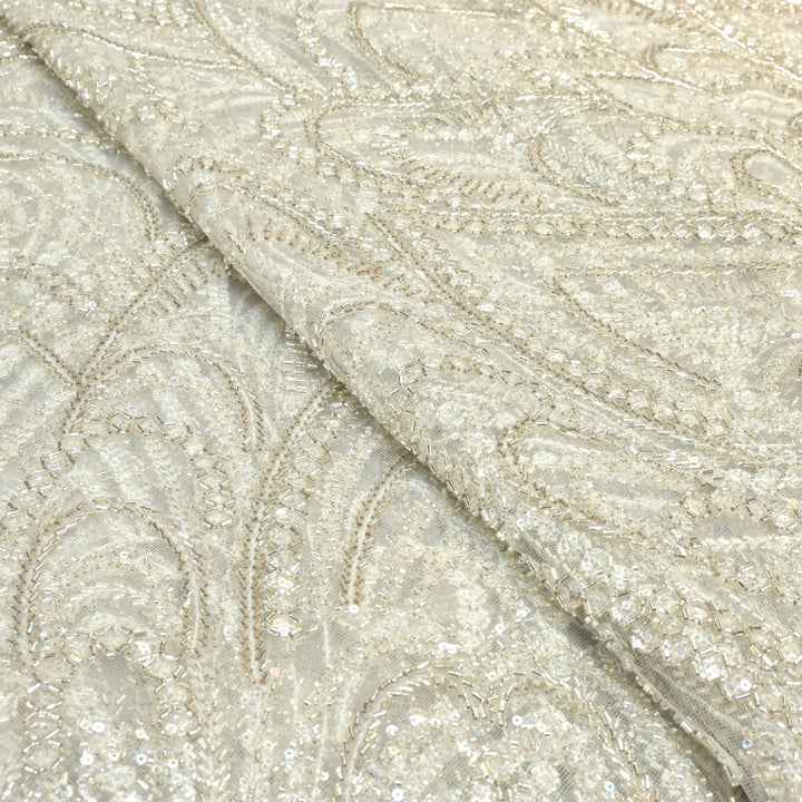 Imported Net Cutdana With Sequins Handwork Embroidery Fabrics