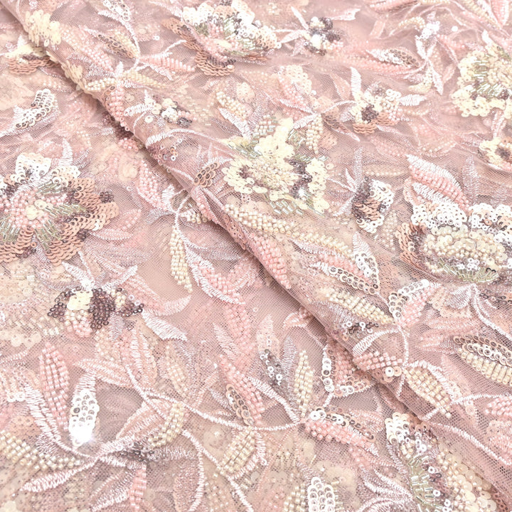 Imported Net Cut Dana Sequins Hand Embroidery Fabrics