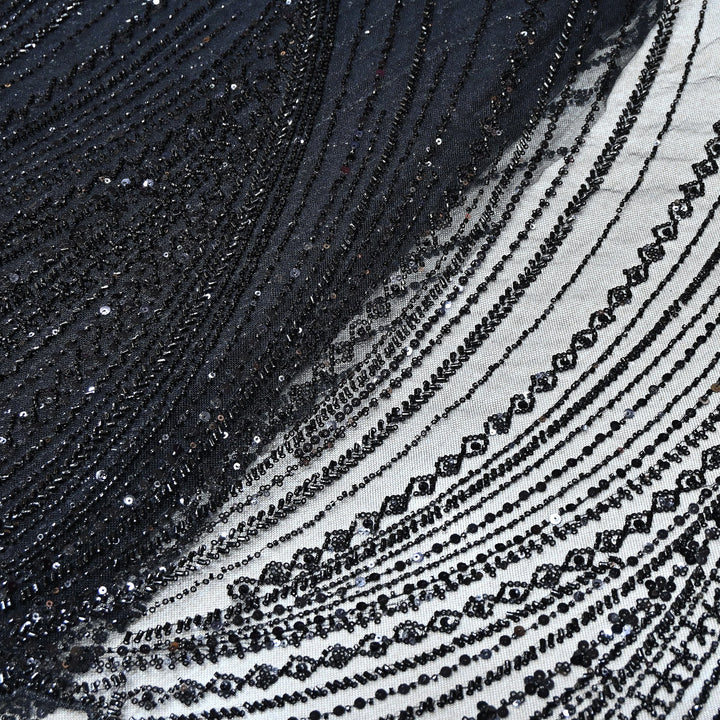 Luxury Imported Heavy Cut Dana & Sequins Embroidered Net Fabric– PCouture Designer Fabric 594343-3