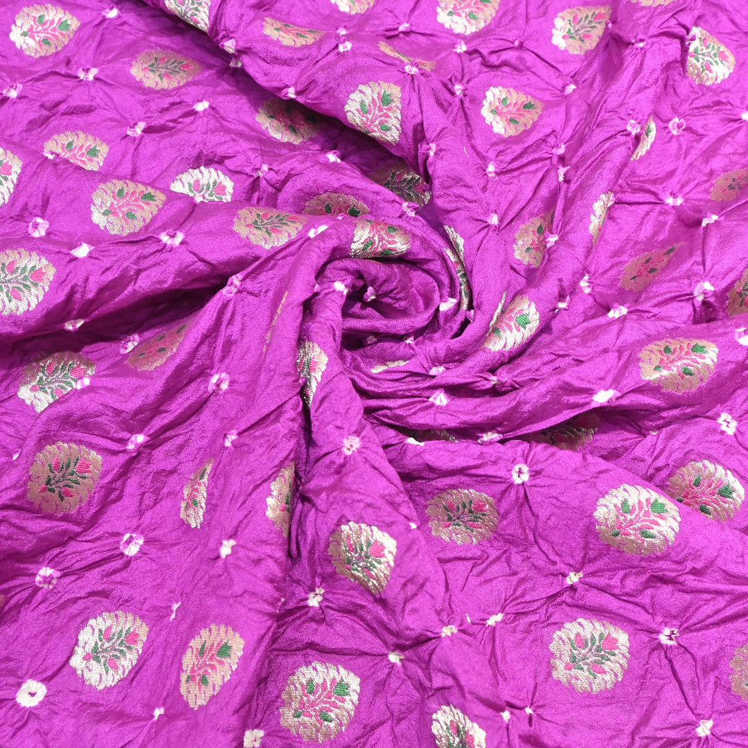 Pure Chiniya Silk Zari And Hand Bandhani Fabrics