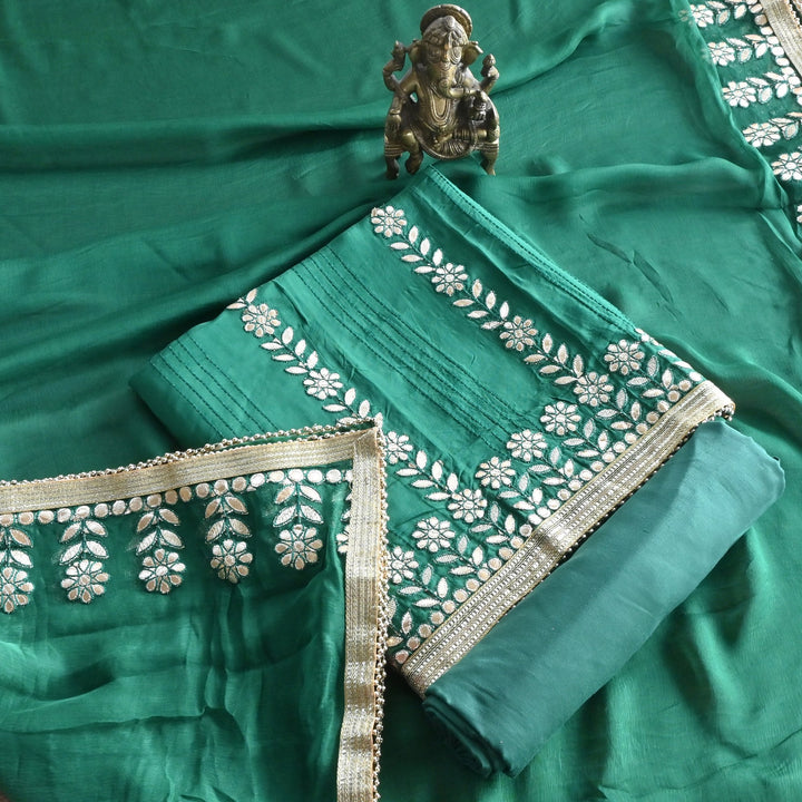 Upada Silk Gota Patti Work Unstitched Suits