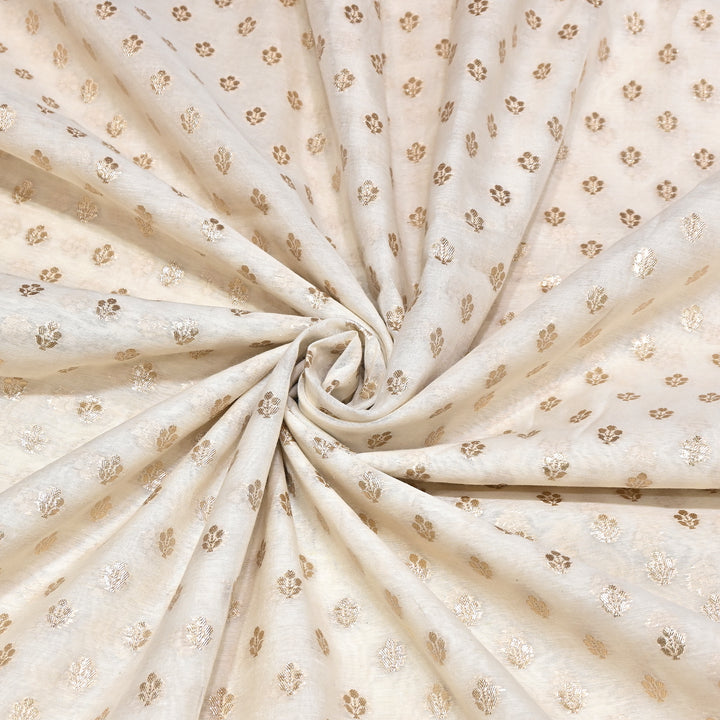 Banarasi Chanderi Gold Mat Zari Fabric – Premium Designer Ethnic Wear Fabric 000313-2