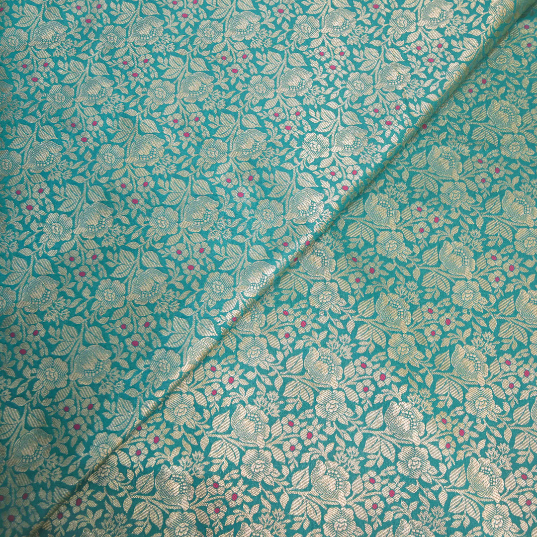 Teal Green Silk Meena Zari Brocade | B-22-185