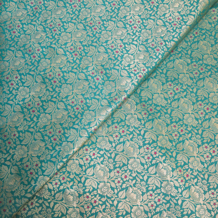 Teal Green Silk Meena Zari Brocade | B-22-185