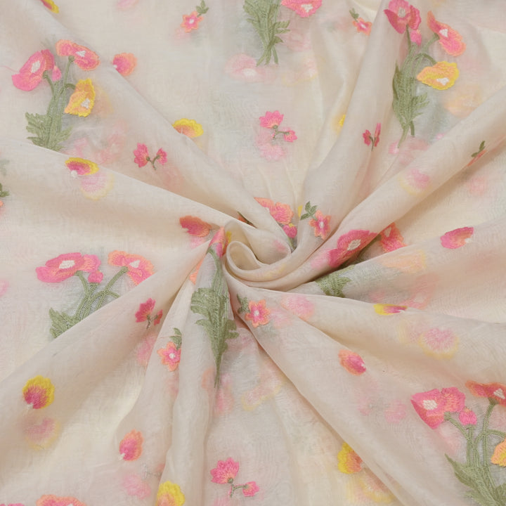 off white Mul Chanderi Sequins Embroidery.