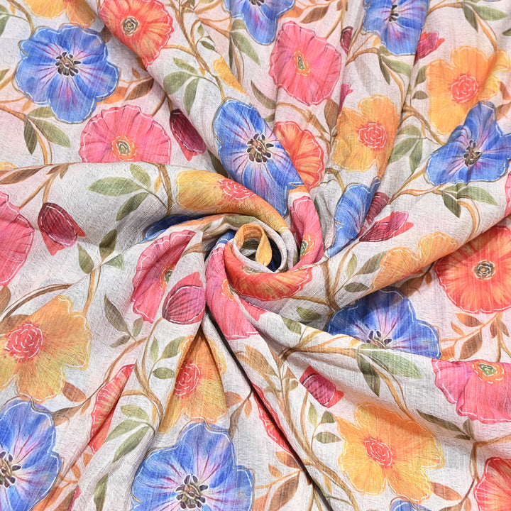 Multi Color Crush Muslin Digital Print Fabric – Soft Designer Muslin Print Fabric- COO145-2