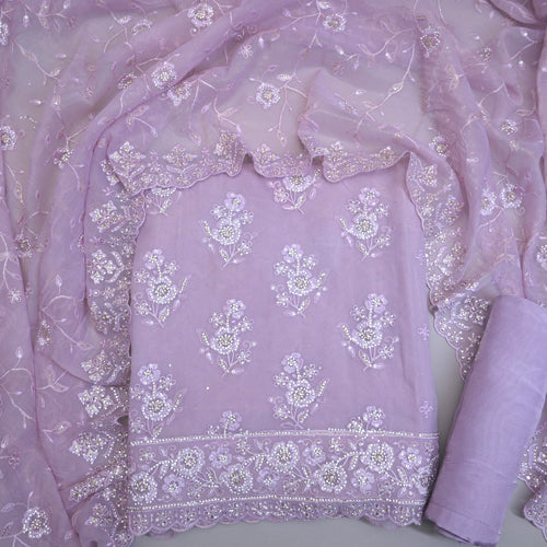 lilac tissue Cut Dana Embroidery suit set | 977-329L