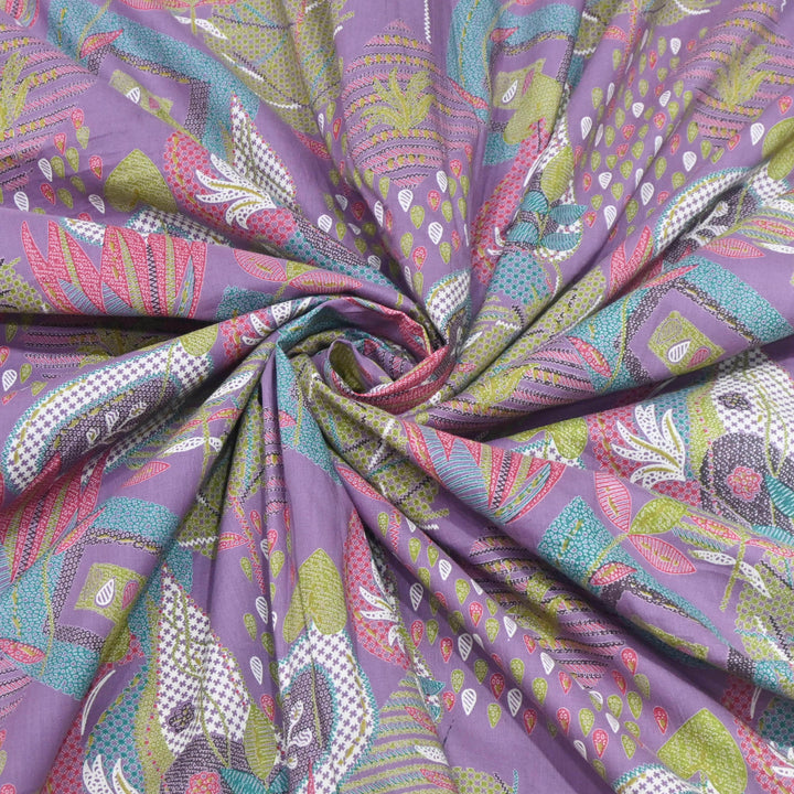 Violet Garden Cotton Printed Fabric