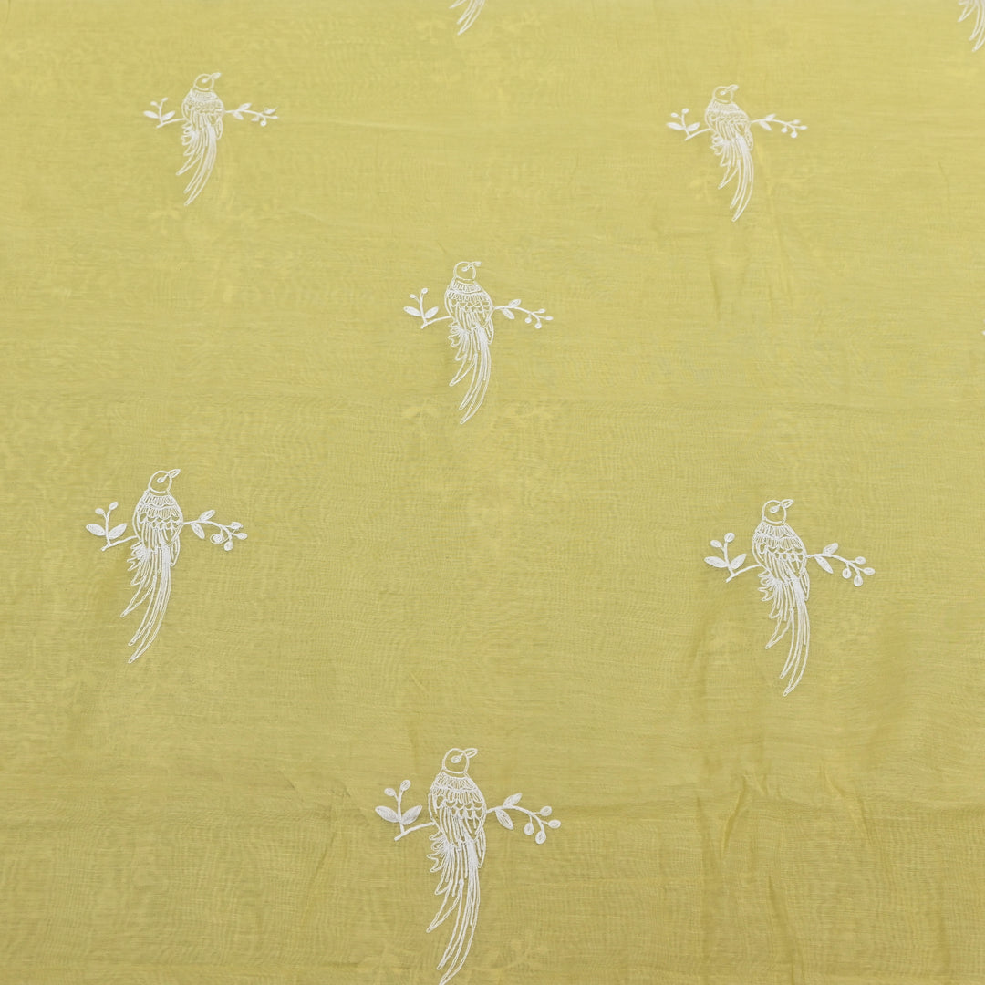 PASTEL YELLOW COLOR MUL CHANDERI THREAD EMBROIDERY FABRIC GP4120A-2