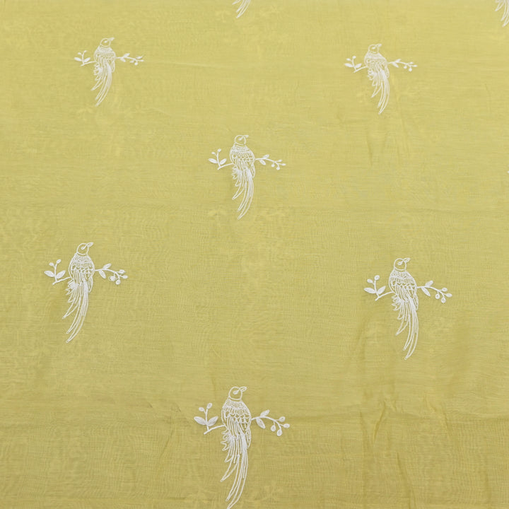 PASTEL YELLOW COLOR MUL CHANDERI THREAD EMBROIDERY FABRIC GP4120A-2