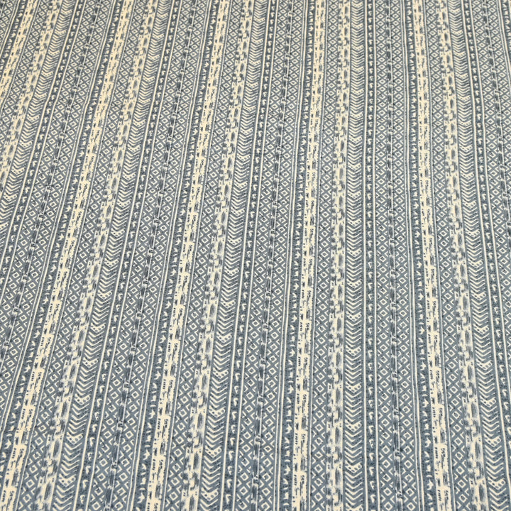 Midnight Blue Cotton Linen Print