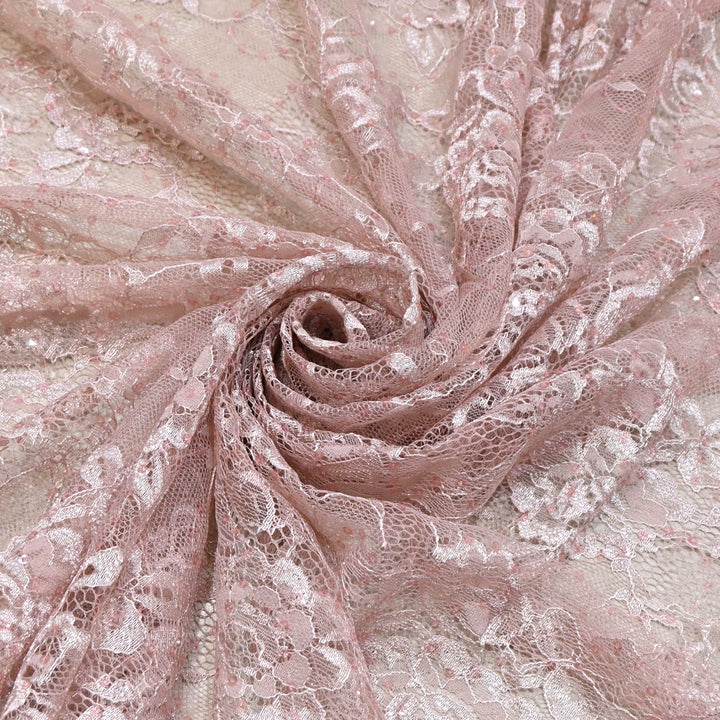 Pastel Pink Cord Lace Fabric